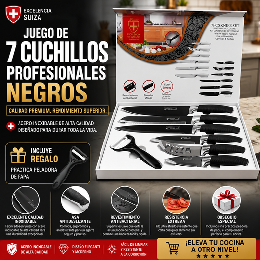 JUEGO 7 CUCHILLOS PROFESIONALES