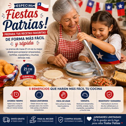 PRENSA DE MASAS PARA EMPANADAS 21CM