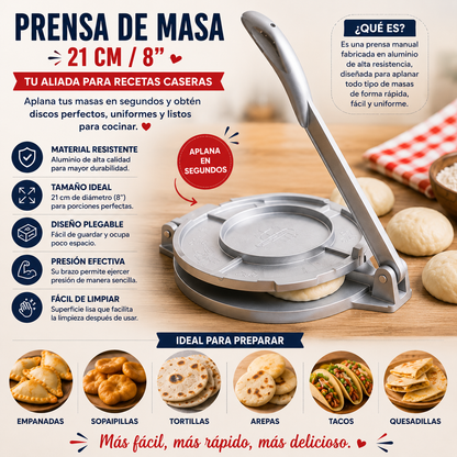 PRENSA DE MASAS PARA EMPANADAS 21CM